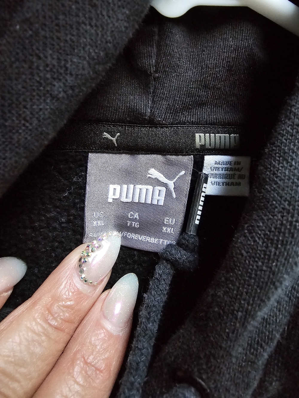 Puma Black Hoodie with White Puma Logo - Picture 2 of 3